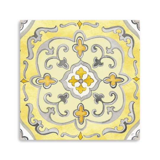 Jewel Medallion Yellow Gray II Canvas Giclee